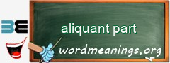 WordMeaning blackboard for aliquant part